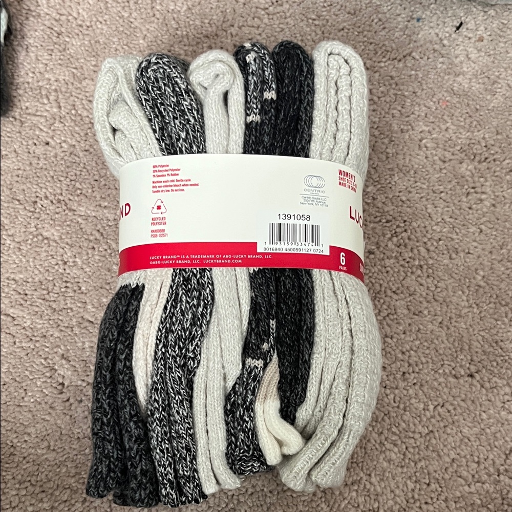 Lucky Brand 6 pack super soft boot socks